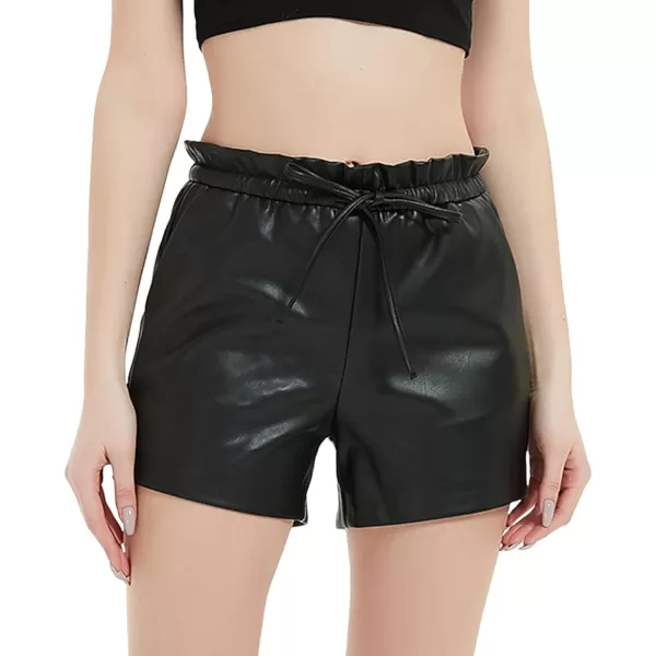 Bellivera Faux Leather Shorts for Women High Waist Stretch Slim Short with Pockets