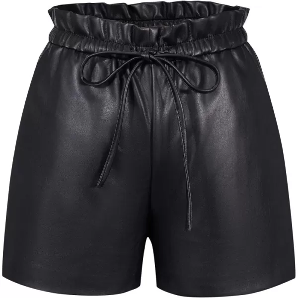 Bellivera Faux Leather Shorts for Women High Waist Stretch Slim Short with Pockets