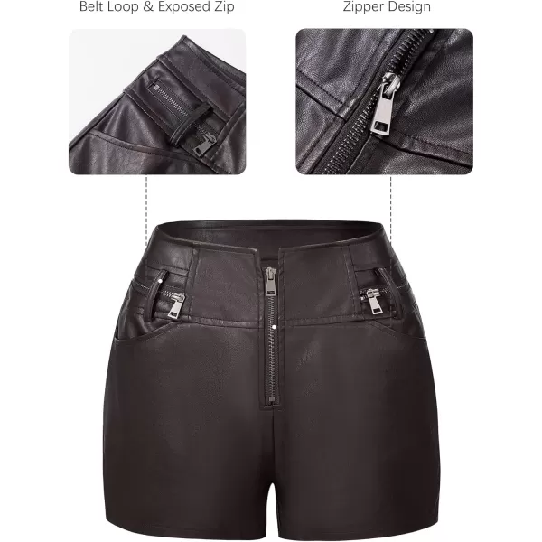 Bellivera Faux Leather Shorts for Women High Waist Stretch Slim Short with Pockets
