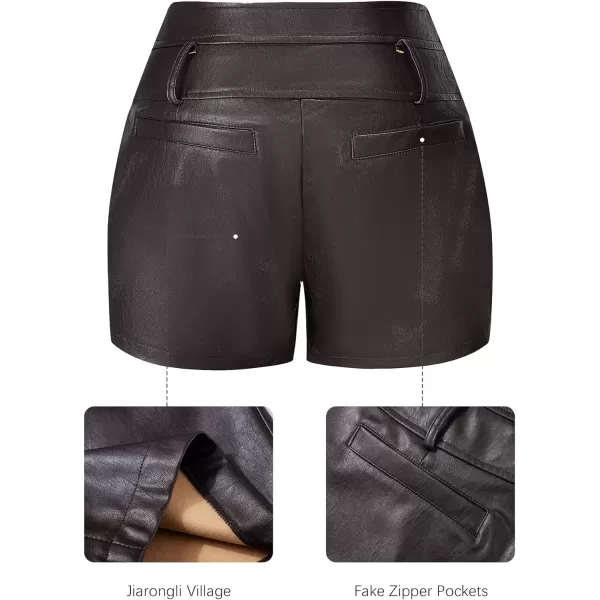 Bellivera Faux Leather Shorts for Women High Waist Stretch Slim Short with Pockets