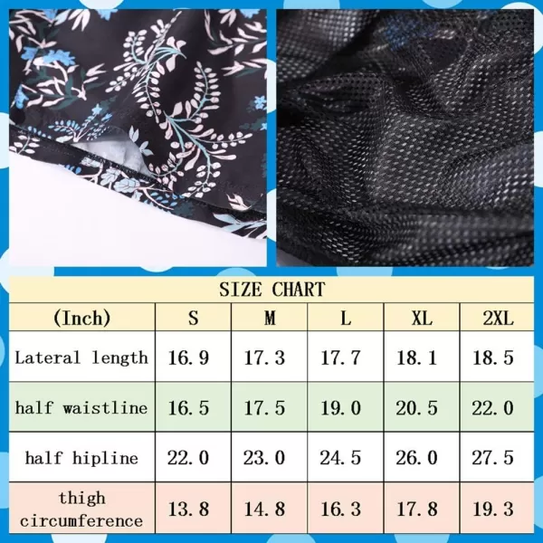 Bellivera Men's Beach Shorts,Printed Short Trunks with Mesh Lining 2 Pockets for Summer