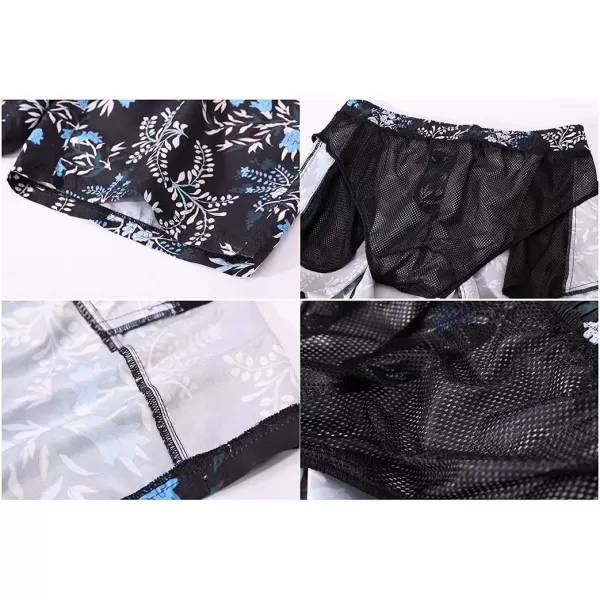 Bellivera Men's Beach Shorts,Printed Short Trunks with Mesh Lining 2 Pockets for Summer