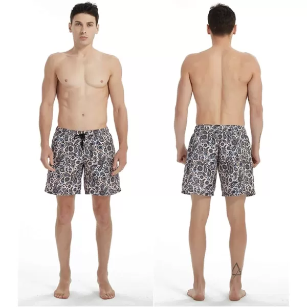 Bellivera Men's Beach Shorts,Printed Short Trunks with Mesh Lining 2 Pockets for Summer