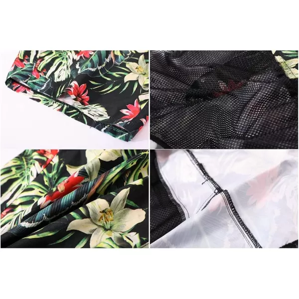 Bellivera Men's Beach Shorts,Printed Short Trunks with Mesh Lining 2 Pockets for Summer