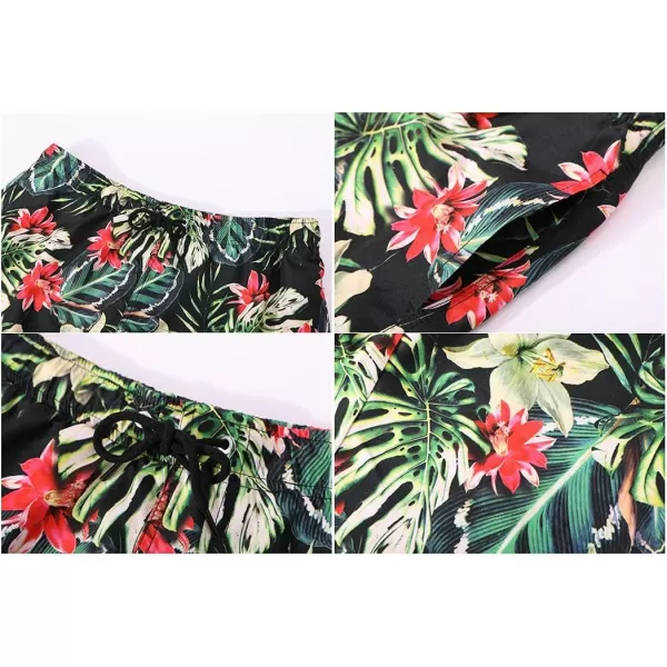 Bellivera Men's Beach Shorts,Printed Short Trunks with Mesh Lining 2 Pockets for Summer