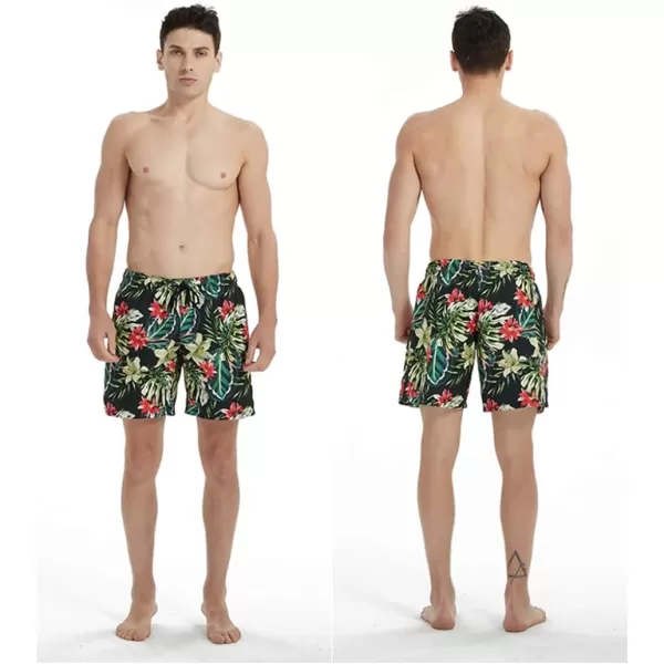Bellivera Men's Beach Shorts,Printed Short Trunks with Mesh Lining 2 Pockets for Summer