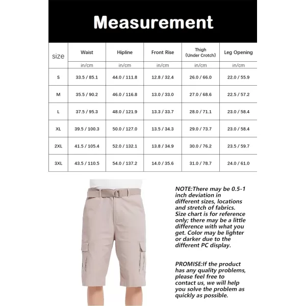 Bellivera Men's Cargo Short Classic Casual Flat Front Relaxed Fit Shorts with Belt