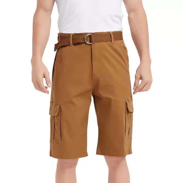 Bellivera Men's Cargo Short Classic Casual Flat Front Relaxed Fit Shorts with Belt
