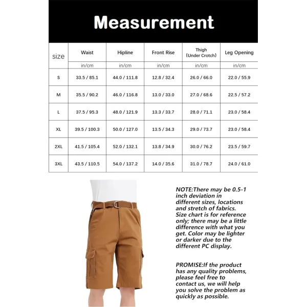 Bellivera Men's Cargo Short Classic Casual Flat Front Relaxed Fit Shorts with Belt