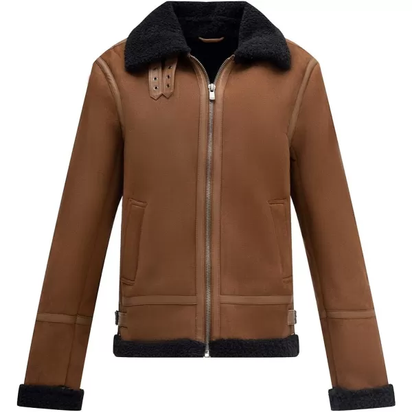 Bellivera Mens Faux Fur Suede Leather Plus Size Coat, Spring and Winter Fashion Thicken Warm Outwear Sherpa Jacket