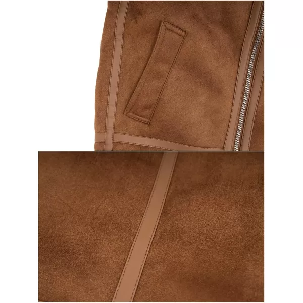 Bellivera Mens Faux Fur Suede Leather Plus Size Coat, Spring and Winter Fashion Thicken Warm Outwear Sherpa Jacket