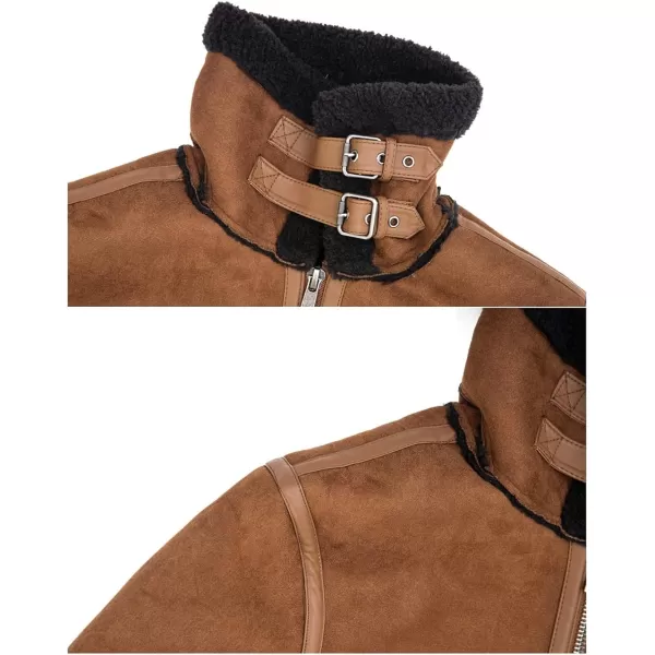 Bellivera Mens Faux Fur Suede Leather Plus Size Coat, Spring and Winter Fashion Thicken Warm Outwear Sherpa Jacket