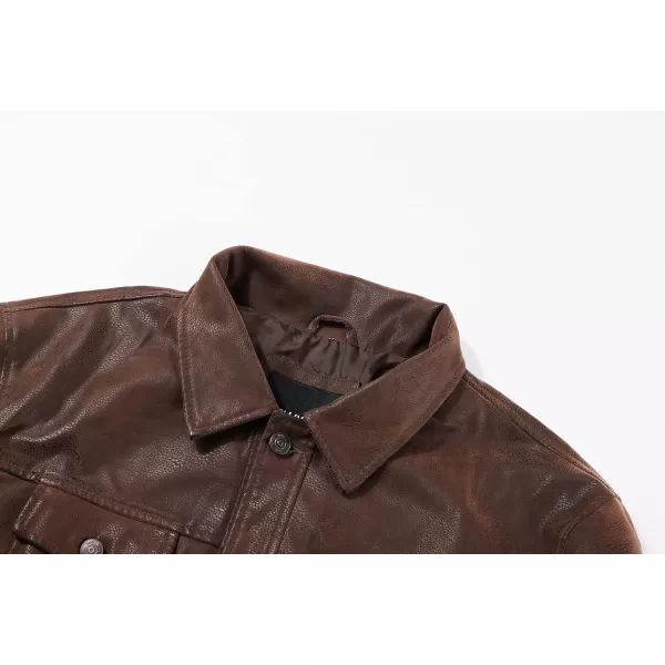 Bellivera Men's Faux Leather Jacket Motorcycle Biker Coat PU Slim Button Down Bomber Outwear