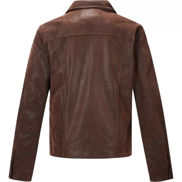 Bellivera Men's Faux Leather Jacket Motorcycle Biker Coat PU Slim Button Down Bomber Outwear