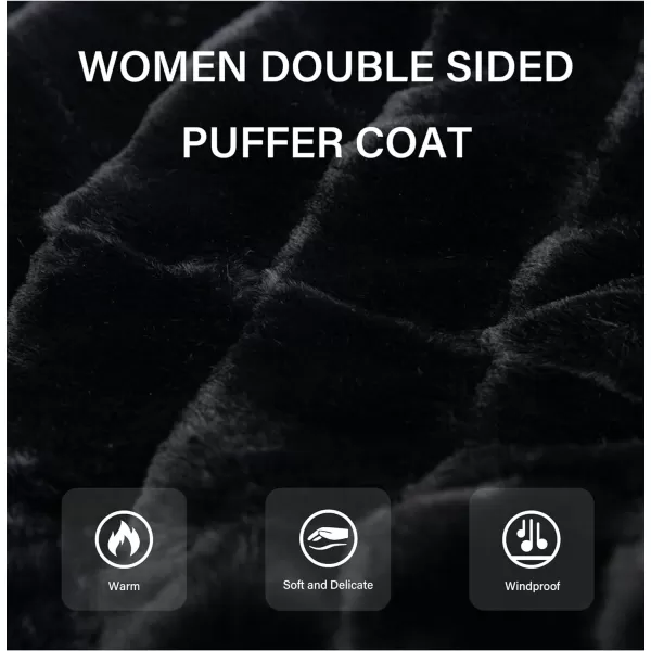 Bellivera Women Double Sided Faux Fur Jacket Spring and Winter Fashion Reversible Hood Puffer Coat with Fur Collar