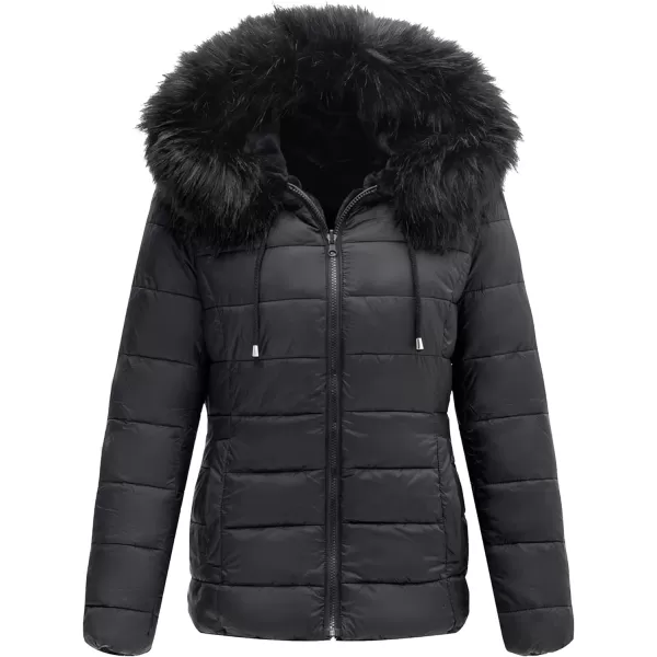 Bellivera Women Double Sided Faux Fur Jacket Spring and Winter Fashion Reversible Hood Puffer Coat with Fur Collar