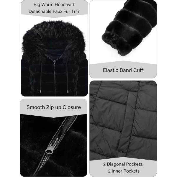 Bellivera Women Double Sided Faux Fur Jacket Spring and Winter Fashion Reversible Hood Puffer Coat with Fur Collar
