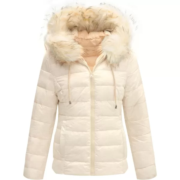 Bellivera Women Double Sided Faux Fur Jacket Spring and Winter Fashion Reversible Hood Puffer Coat with Fur Collar