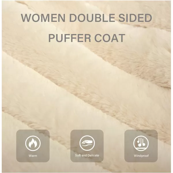 Bellivera Women Double Sided Faux Fur Jacket Spring and Winter Fashion Reversible Hood Puffer Coat with Fur Collar