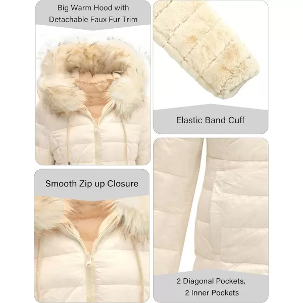 Bellivera Women Double Sided Faux Fur Jacket Spring and Winter Fashion Reversible Hood Puffer Coat with Fur Collar