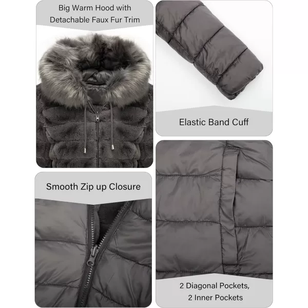 Bellivera Women Double Sided Faux Fur Jacket Spring and Winter Fashion Reversible Hood Puffer Coat with Fur Collar