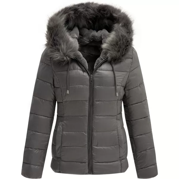 Bellivera Women Double Sided Faux Fur Jacket Spring and Winter Fashion Reversible Hood Puffer Coat with Fur Collar