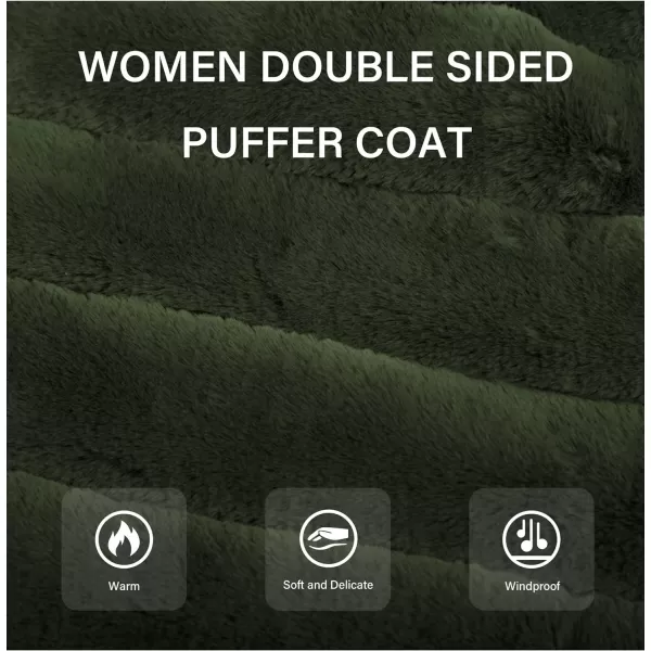 Bellivera Women Double Sided Faux Fur Jacket Spring and Winter Fashion Reversible Hood Puffer Coat with Fur Collar