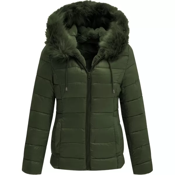 Bellivera Women Double Sided Faux Fur Jacket Spring and Winter Fashion Reversible Hood Puffer Coat with Fur Collar