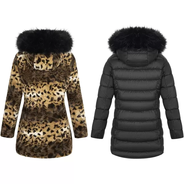 Bellivera Women Double Sided Faux Fur Jacket Spring and Winter Fashion Reversible Hood Puffer Coat with Fur Collar