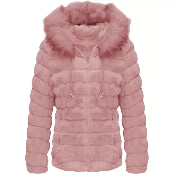 Bellivera Women Double Sided Faux Fur Jacket Spring and Winter Fashion Reversible Hood Puffer Coat with Fur Collar