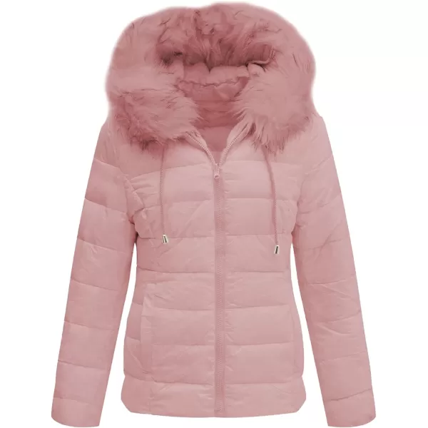 Bellivera Women Double Sided Faux Fur Jacket Spring and Winter Fashion Reversible Hood Puffer Coat with Fur Collar