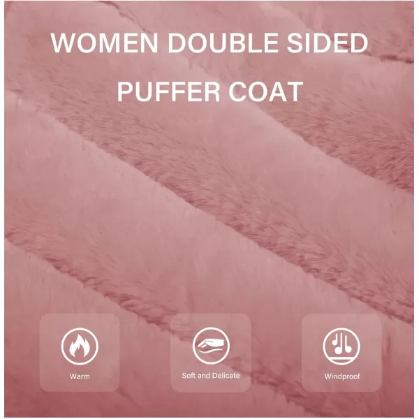 Bellivera Women Double Sided Faux Fur Jacket Spring and Winter Fashion Reversible Hood Puffer Coat with Fur Collar