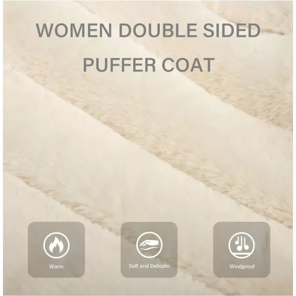 Bellivera Women Double Sided Faux Fur Jacket Spring and Winter Fashion Reversible Hood Puffer Coat with Fur Collar