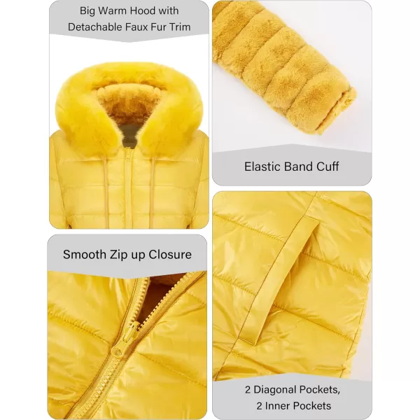 Bellivera Women Double Sided Faux Fur Jacket Spring and Winter Fashion Reversible Hood Puffer Coat with Fur Collar