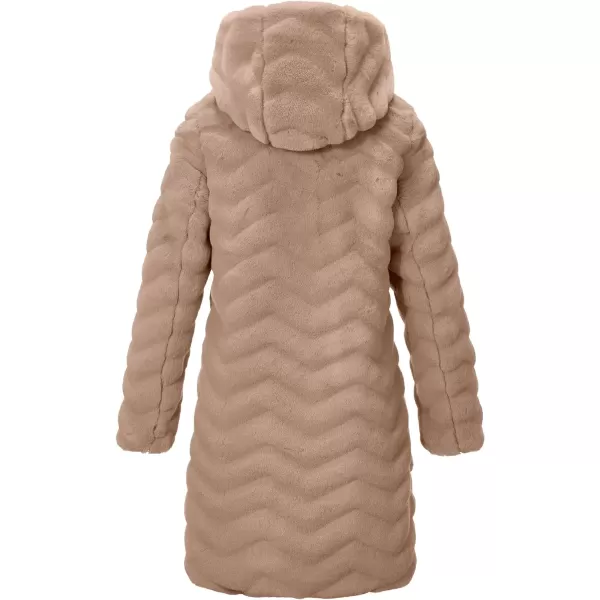 Bellivera Women Faux Fur Coat Long Sleeve Fuzzy Winter Hooded Open Front Jacket with Two Big Hand Pockets
