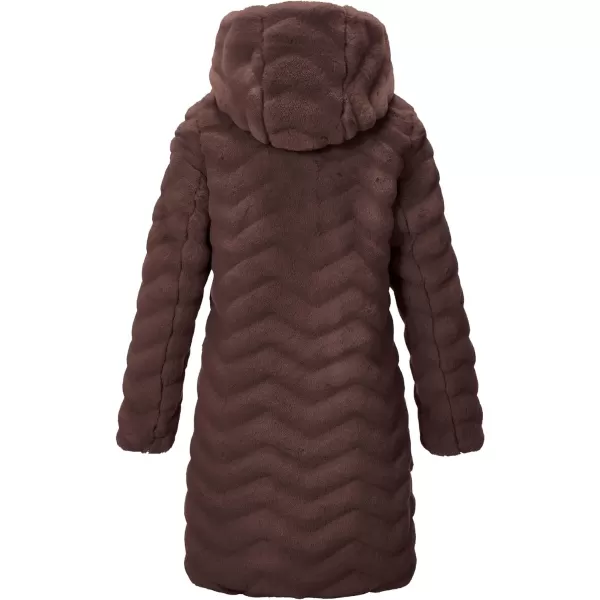 Bellivera Women Faux Fur Coat Long Sleeve Fuzzy Winter Hooded Open Front Jacket with Two Big Hand Pockets