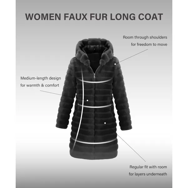 Bellivera Women Faux Fur Coat Long Sleeve Fuzzy Winter Hooded Open Front Jacket with Two Big Hand Pockets