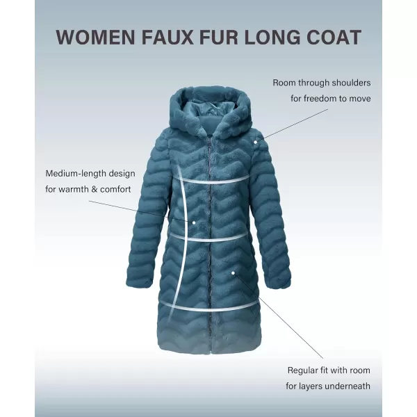 Bellivera Women Faux Fur Coat Long Sleeve Fuzzy Winter Hooded Open Front Jacket with Two Big Hand Pockets
