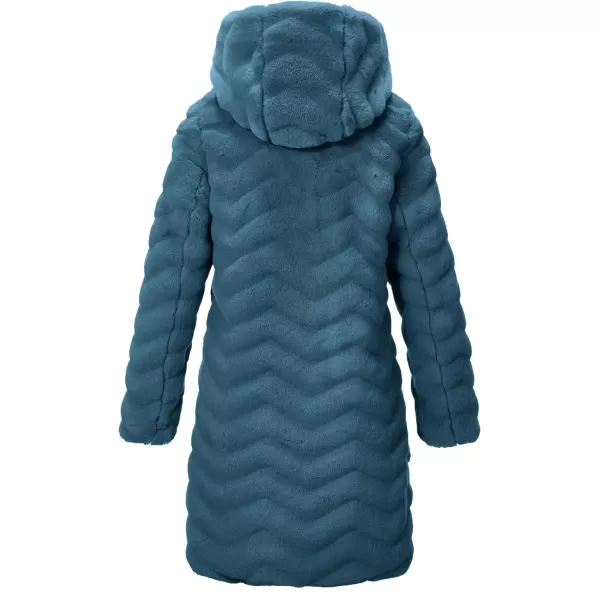 Bellivera Women Faux Fur Coat Long Sleeve Fuzzy Winter Hooded Open Front Jacket with Two Big Hand Pockets