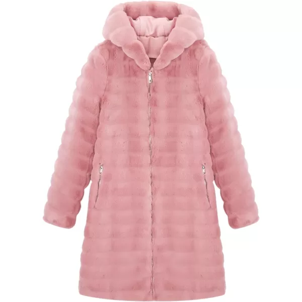 Bellivera Women Faux Fur Coat Long Sleeve Fuzzy Winter Hooded Open Front Jacket with Two Big Hand Pockets