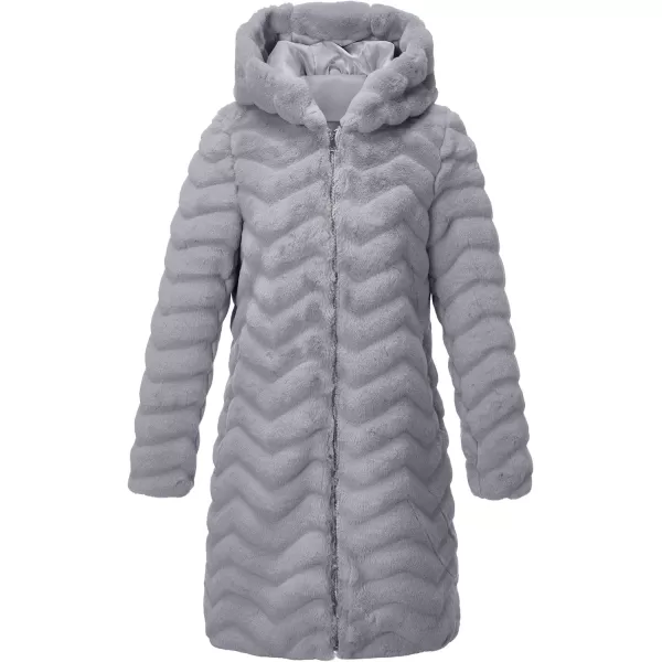 Bellivera Women Faux Fur Coat Long Sleeve Fuzzy Winter Hooded Open Front Jacket with Two Big Hand Pockets
