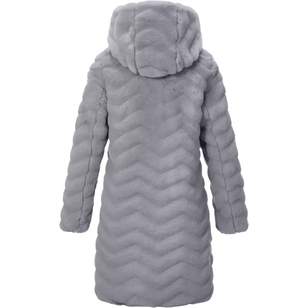 Bellivera Women Faux Fur Coat Long Sleeve Fuzzy Winter Hooded Open Front Jacket with Two Big Hand Pockets
