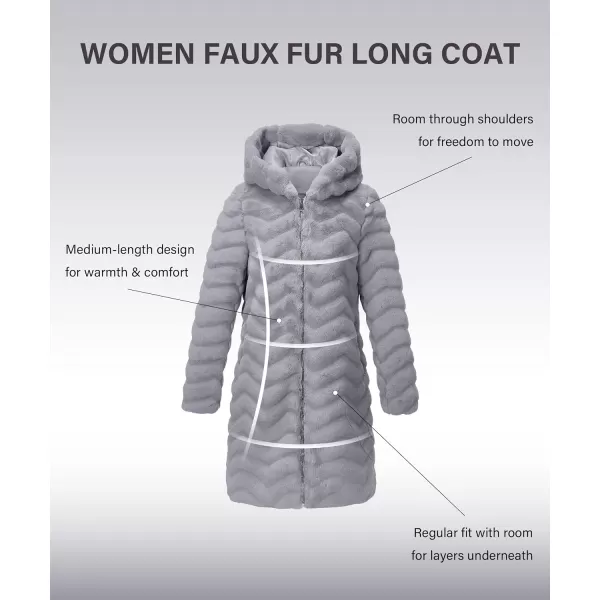 Bellivera Women Faux Fur Coat Long Sleeve Fuzzy Winter Hooded Open Front Jacket with Two Big Hand Pockets
