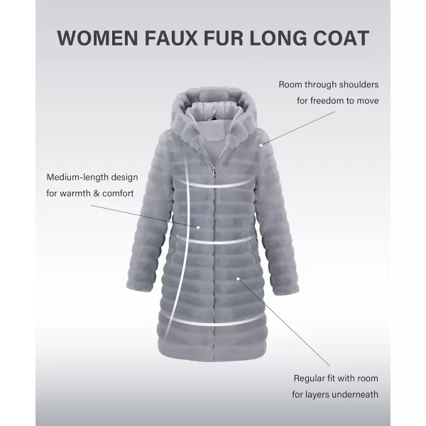 Bellivera Women Faux Fur Coat Long Sleeve Fuzzy Winter Hooded Open Front Jacket with Two Big Hand Pockets