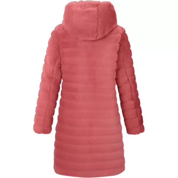 Bellivera Women Faux Fur Coat Long Sleeve Fuzzy Winter Hooded Open Front Jacket with Two Big Hand Pockets