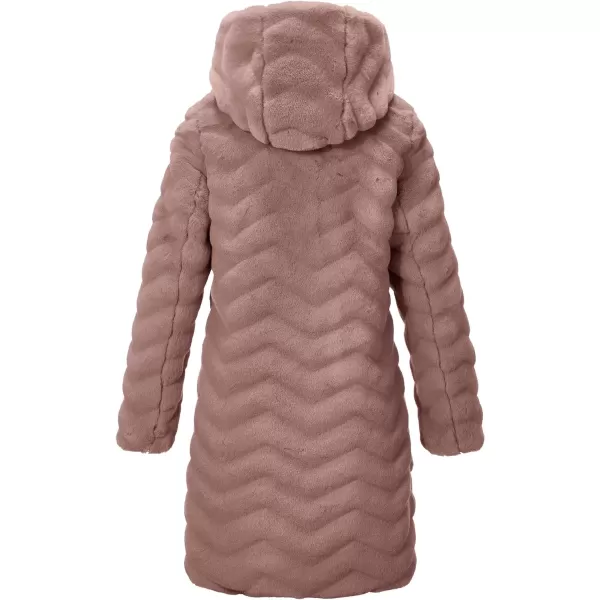 Bellivera Women Faux Fur Coat Long Sleeve Fuzzy Winter Hooded Open Front Jacket with Two Big Hand Pockets