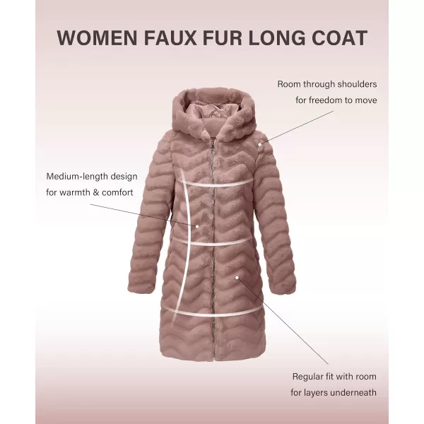 Bellivera Women Faux Fur Coat Long Sleeve Fuzzy Winter Hooded Open Front Jacket with Two Big Hand Pockets