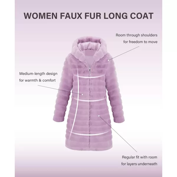 Bellivera Women Faux Fur Coat Long Sleeve Fuzzy Winter Hooded Open Front Jacket with Two Big Hand Pockets