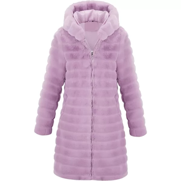 Bellivera Women Faux Fur Coat Long Sleeve Fuzzy Winter Hooded Open Front Jacket with Two Big Hand Pockets