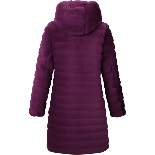 Bellivera Women Faux Fur Coat Long Sleeve Fuzzy Winter Hooded Open Front Jacket with Two Big Hand Pockets